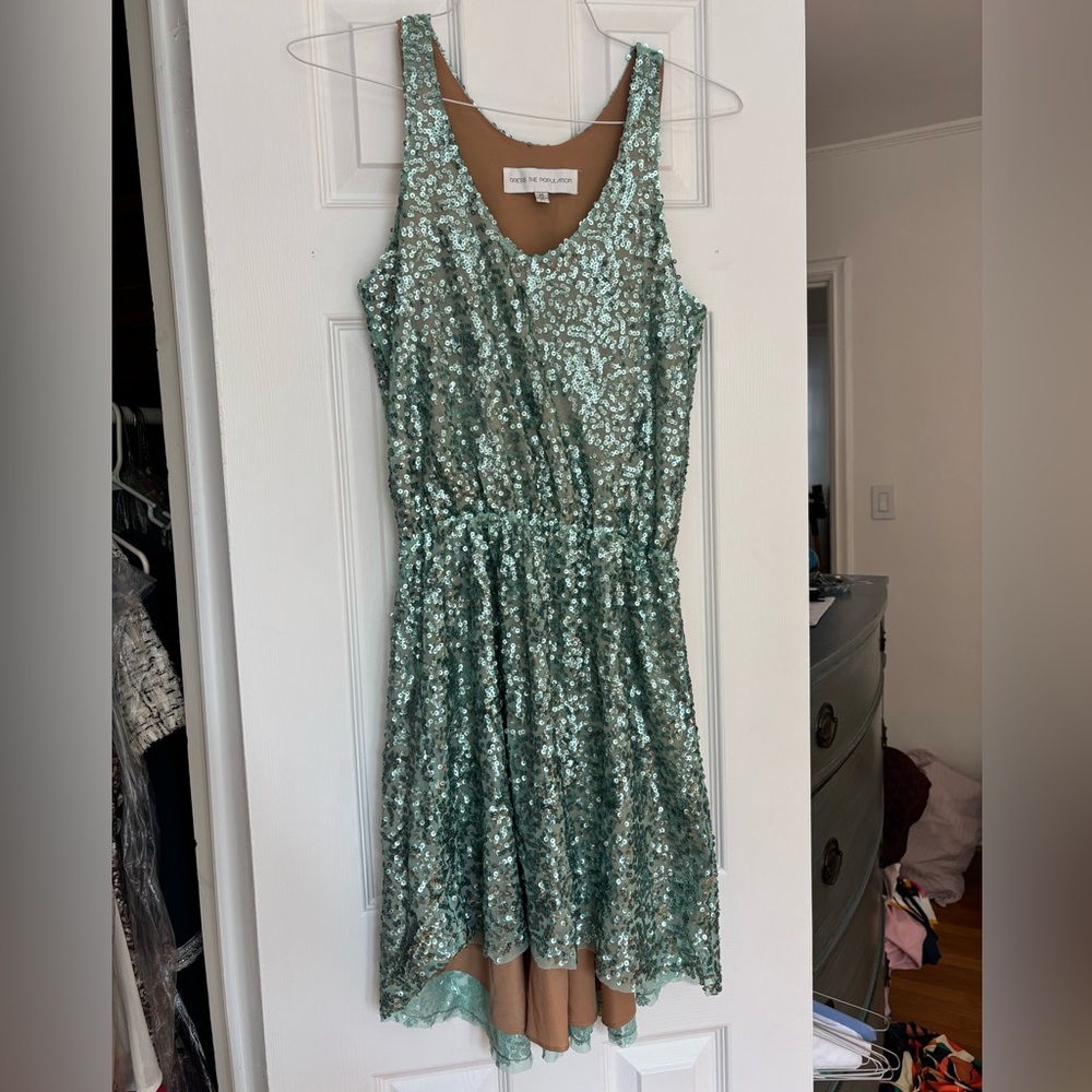 Dress the Population Sequin Dress in Light Green